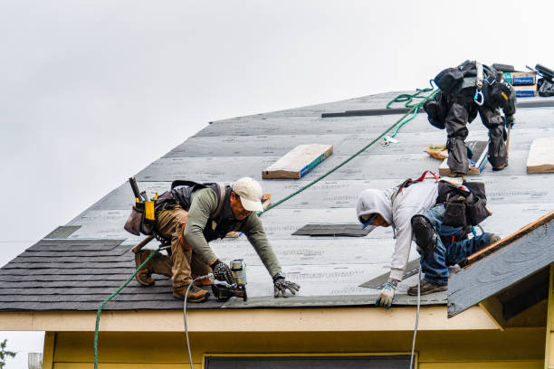 Professional Gutter Installation technician working in Easton, CT
